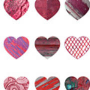 Wooden Hearts Art Print