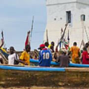 Working Fishermen Outside Cape Coast Castle Art Print