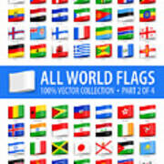 World Flags - Vector Tag Label Glossy Icons - Part 2 Of 4 Art Print