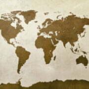 World Map Brown Art Print