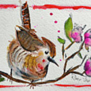 Wren In A Cherry Blossom Tree Art Print