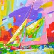 Yacht With A Sail. Art Print