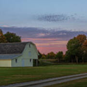 Yellow Barn At Dusk Art Print