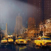 Yellow Cabs 1960s Chicago Art Print