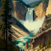 Yellowstone Falls Seen From Artist Point Art Print