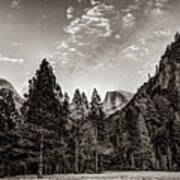 Yosemite Landscape Looking At Half Dome - Sepia Art Print