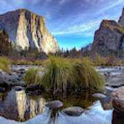 Yosemite National Park Reflections Of El Capitan In The Merced River Art Print