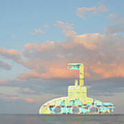 Zany Yellow Submarine At Sunset Art Print
