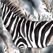 Zebra, Horse Seamless Pattern, Watercolor Illustration. Art Print