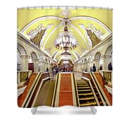 Panoramic View - Moscow Metro Escalator Shower Curtain