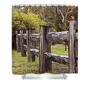 Raindrops On Rustic Wood Fence Shower Curtain