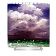 Stormy Ocean Abstract Painting Shower Curtain