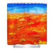 Vibrant Desert Abstract Landscape Painting Shower Curtain