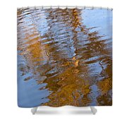 Gold And Blue Reflections Shower Curtain by Michelle Wrighton