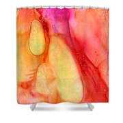 Abstract Painting - In The Beginning Shower Curtain by Michelle Wrighton
