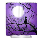 Black Cat In Mossy Tree Shower Curtain Black Cat In Mossy Tree Shower Curtain