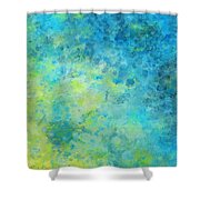 Blue Yellow Abstract Beach Fizz Shower Curtain by Michelle Wrighton