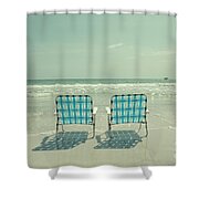 Empty Beach Chairs Shower Curtain Empty Beach Chairs Shower Curtain