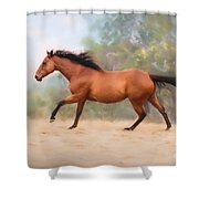 Galloping Thoroughbred Horse Shower Curtain by Michelle Wrighton