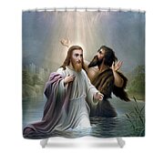 John the Baptist baptizes Jesus Christ Shower Curtain John the Baptist baptizes Jesus Christ Shower Curtain