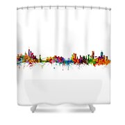 New York And Boston Skyline Mashup Shower Curtain New York And Boston Skyline Mashup Shower Curtain