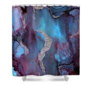 Singularity Purple And Blue Abstract Art Shower Curtain by Michelle Wrighton