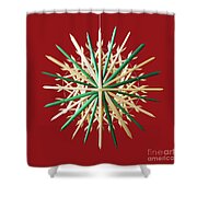 Straw star Christmas decoration over red Duvet Cover by Peter Hermes Furian  - Pixels