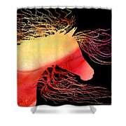 Wild Horse Abstract In Orange And Yellow Shower Curtain by Michelle Wrighton