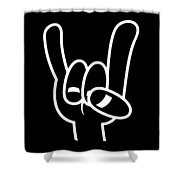 Heavy Metal Devil Horns White Line Shower Curtain Heavy Metal Devil Horns White Line Shower Curtain