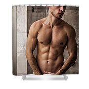 Naked Athletic Handsome Young Man in Bathroom T-Shirt