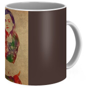 Jenna Coleman Watercolor Portrait on Distressed Canvas Coffee Mug