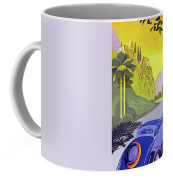 Traveling by classic car, vintage travel poster Coffee Mug by Long