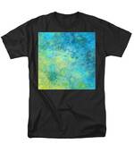 Blue Yellow Abstract Beach Fizz Men's T-Shirt (Regular Fit) by Michelle Wrighton