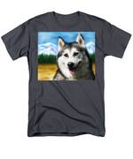 Smiling Siberian Husky  Painting Men's T-Shirt  (Regular Fit) by Michelle Wrighton