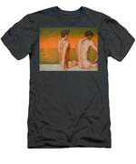 Original Oil Painting Man Body Gay Art  Two Male Nude At The