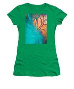 Fire And Ice Abstract Tree Art Teal Mixed Media by Priya Ghose | Fine ...