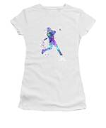 Baseball Boy Pitcher Watercolor T-Shirt by White Lotus - Fine Art