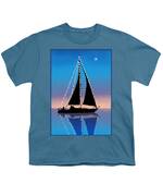 Sails at Sunset Silhouette with Xmas Lights Painting by Elaine Plesser ...