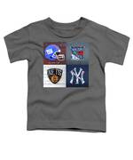 New York Sports Team License Plate Art Giants Rangers Knicks Yankees Kids T- Shirt by Design Turnpike - Instaprints