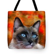 Fire And Ice - Siamese Cat Painting Tote Bag by Michelle Wrighton