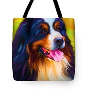 Colorful Bernese Mountain Dog Painting Tote Bag by Michelle Wrighton