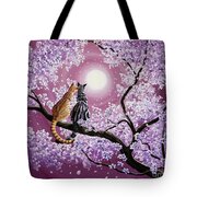 Orange and Gray Tabby Cats in Cherry Blossoms Art Print by Laura Iverson