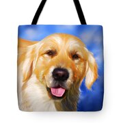 Happy Golden Retriever Painting Tote Bag by Michelle Wrighton