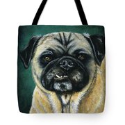 This Is My Happy Face - Pug Dog Painting Tote Bag by Michelle Wrighton