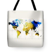 World Map 16 - Yellow And Blue Art By Sharon Cummings Painting by ...