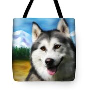 Smiling Siberian Husky  Painting Tote Bag by Michelle Wrighton