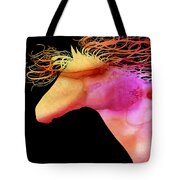  Colorful Abstract Wild Horse Orange Yellow And Pink Silhouette Tote Bag by Michelle Wrighton