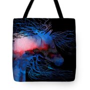 Abstract Wild Horse Red White And Blue Tote Bag by Michelle Wrighton
