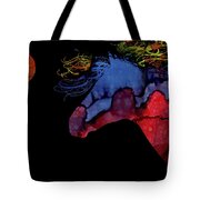 Colorful Abstract Full Moon Wild Horse Painting Tote Bag by Michelle Wrighton