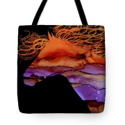 Colorful Abstract Wild Horse Silhouette In Purple And Orange Tote Bag by Michelle Wrighton